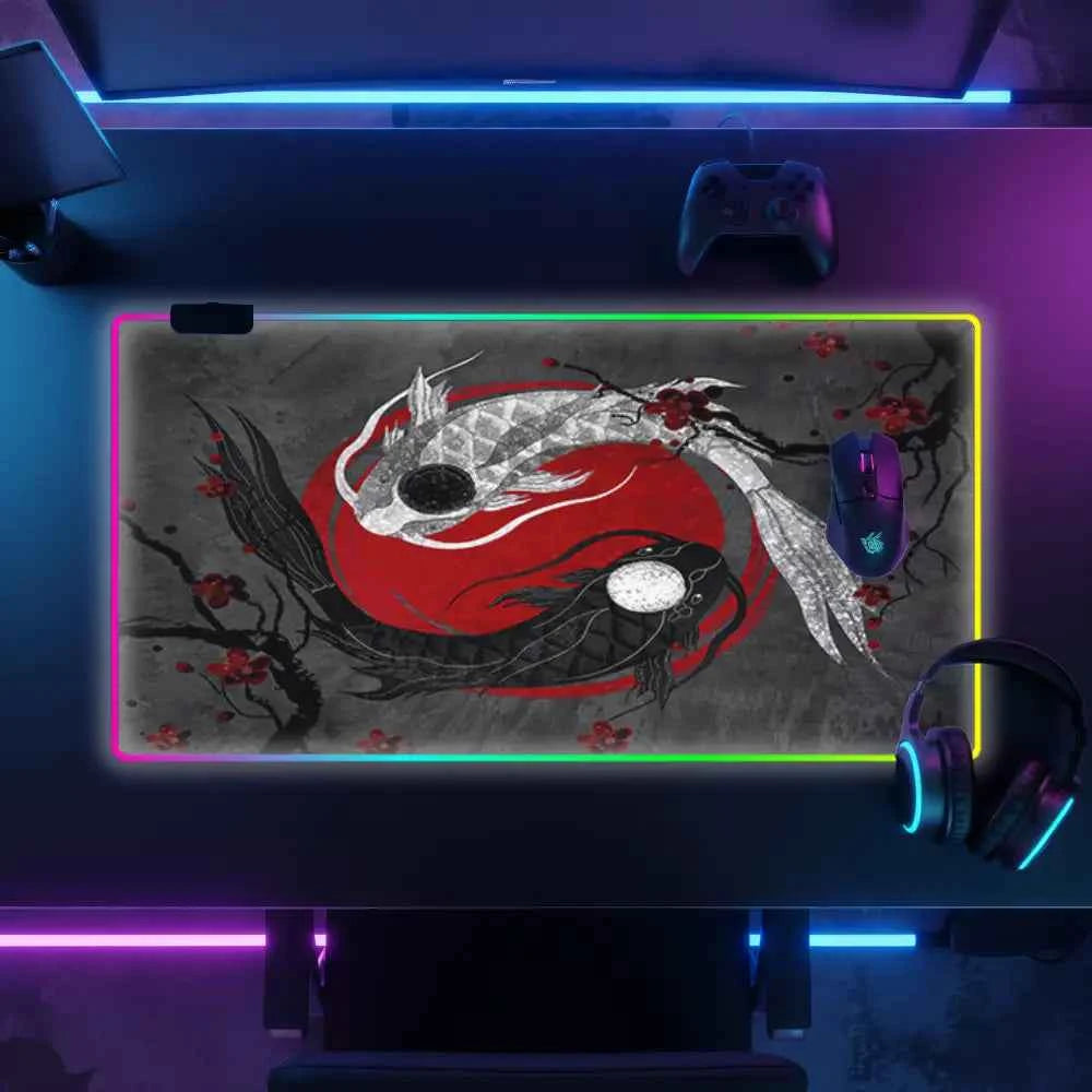Tapis de souris xxl rgb yin yang poisson