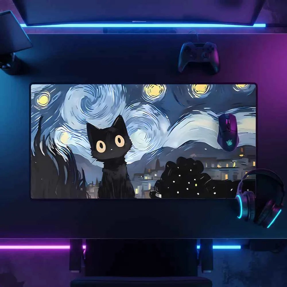 grand tapis de souris chat art