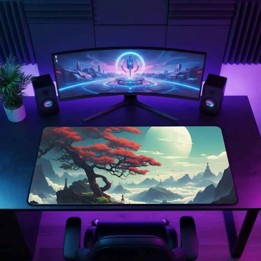 grand tapis de souris gamer arbre japonais