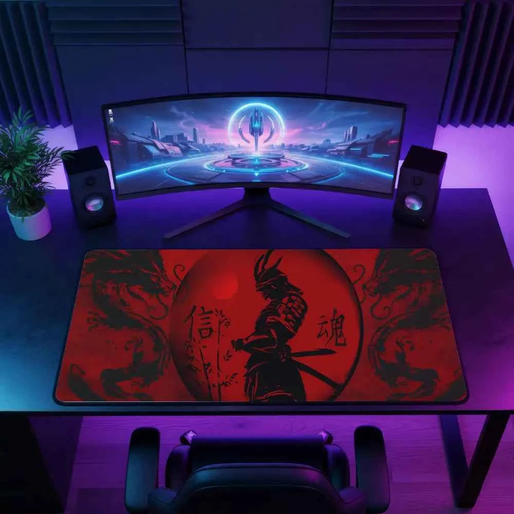 grand tapis de souris gamer samourai pret a combattre