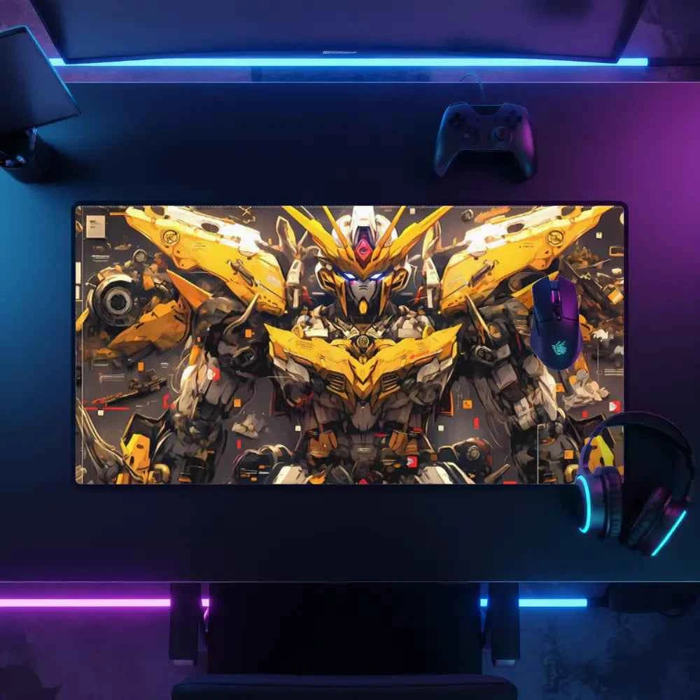 Tapis de souris XXL - Mecha Jaune pour gamer
