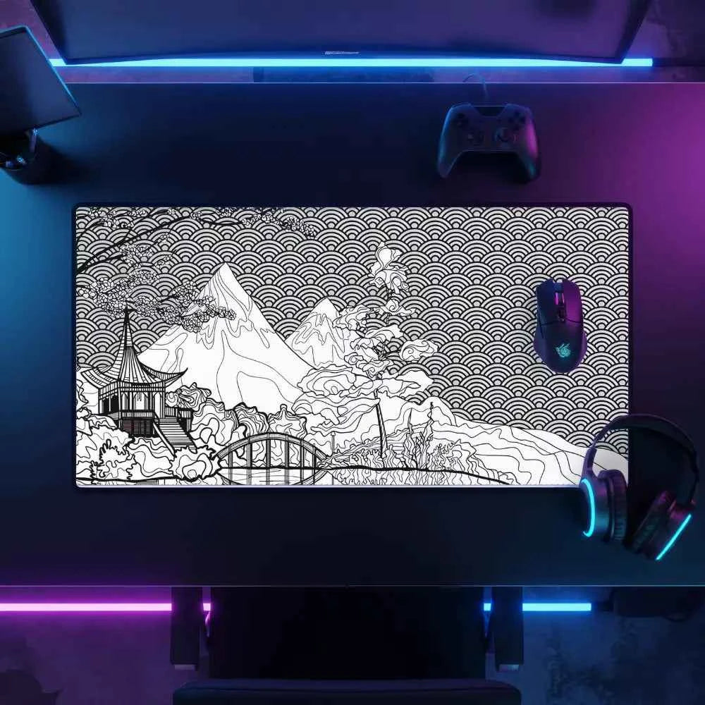 tapis de souris 900x400 paysage japon gris