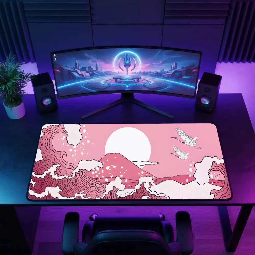 tapis de souris 900x400 paysage japonais rose