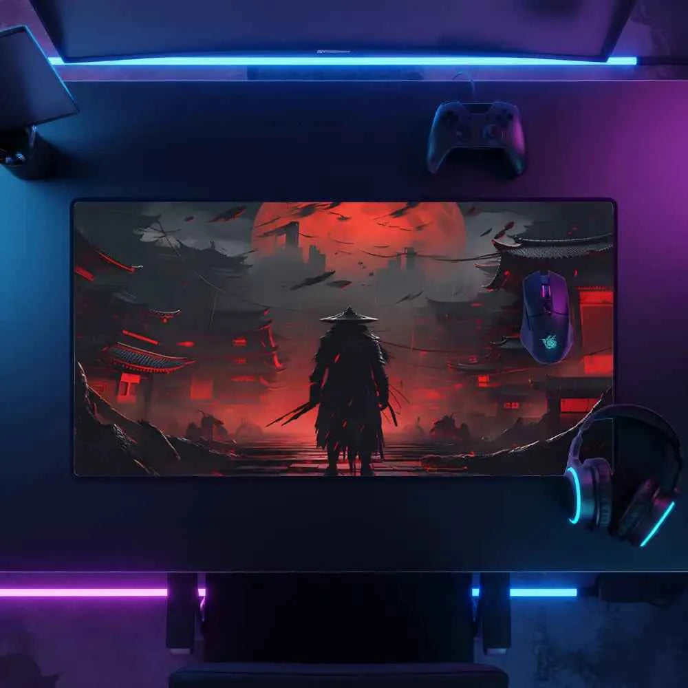 tapis de souris 900x400 samourai face a la lune