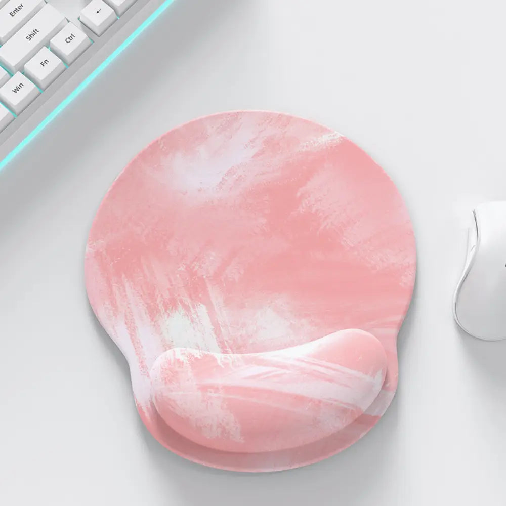 tapis de souris blanc rose ergonomique