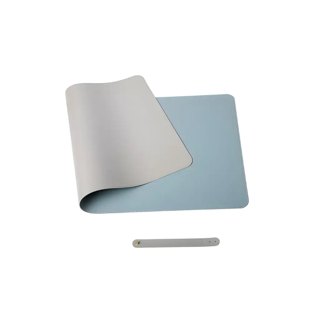 tapis de souris cuir reversible gris bleu
