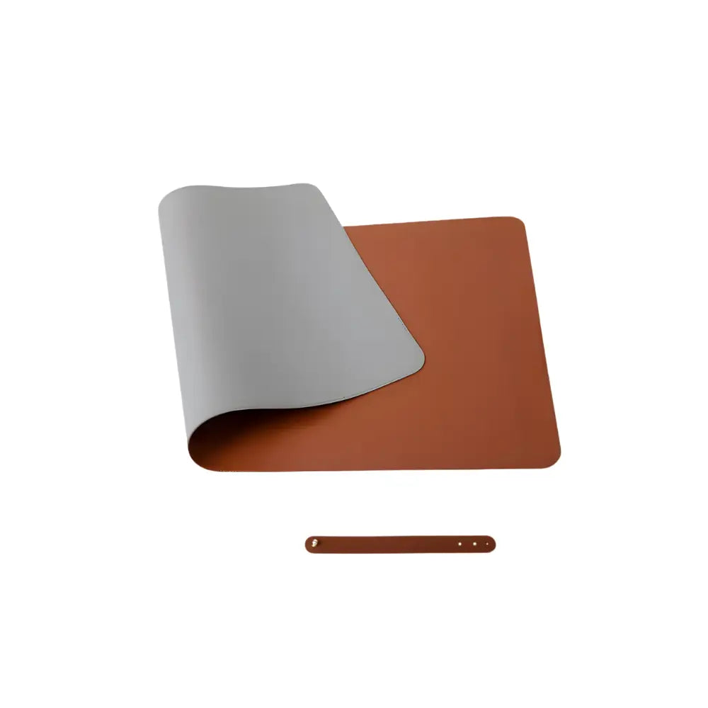 tapis de souris cuir reversible gris marron