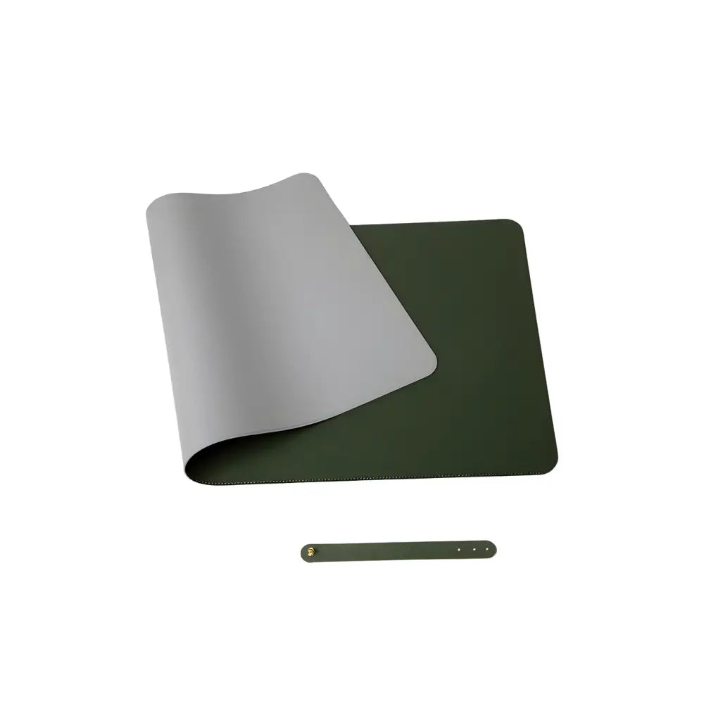 tapis de souris cuir reversible gris vert
