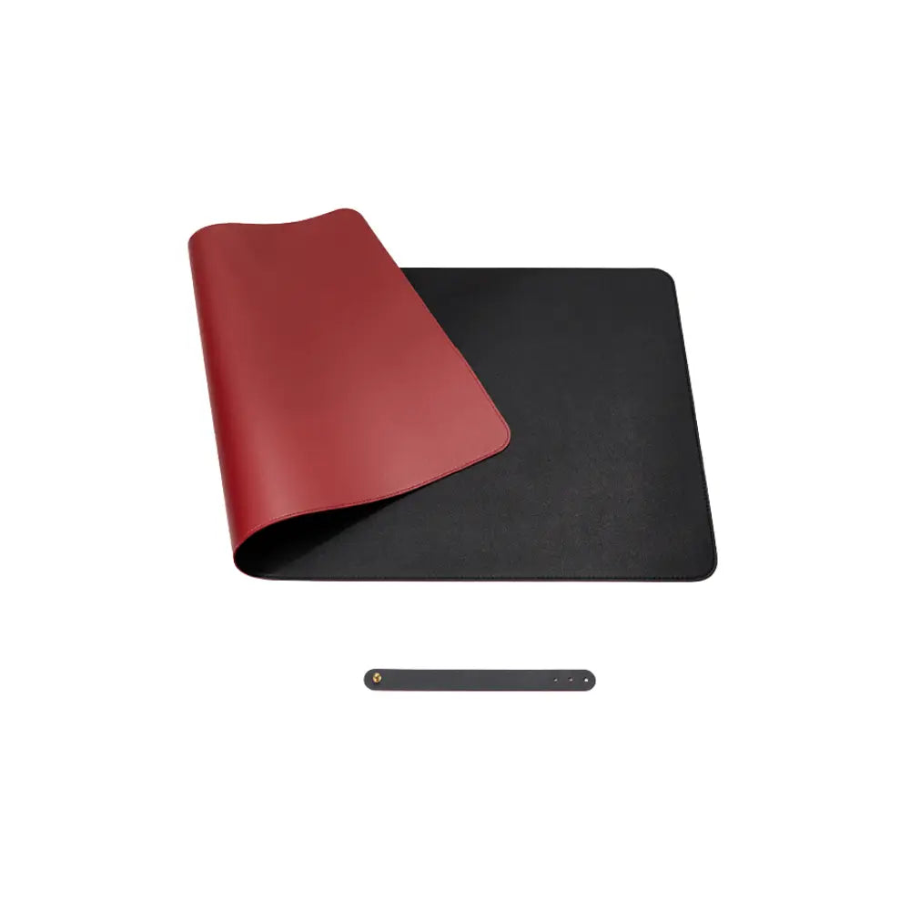 tapis de souris cuir reversible noir rouge