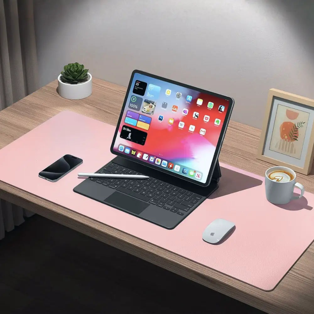 tapis de souris cuir xxl reversible violet rose