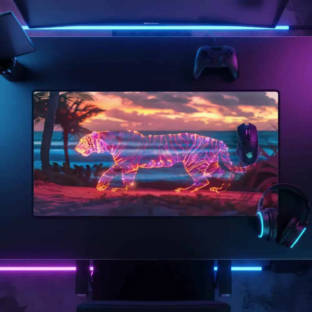 tapis de souris design tigre neon
