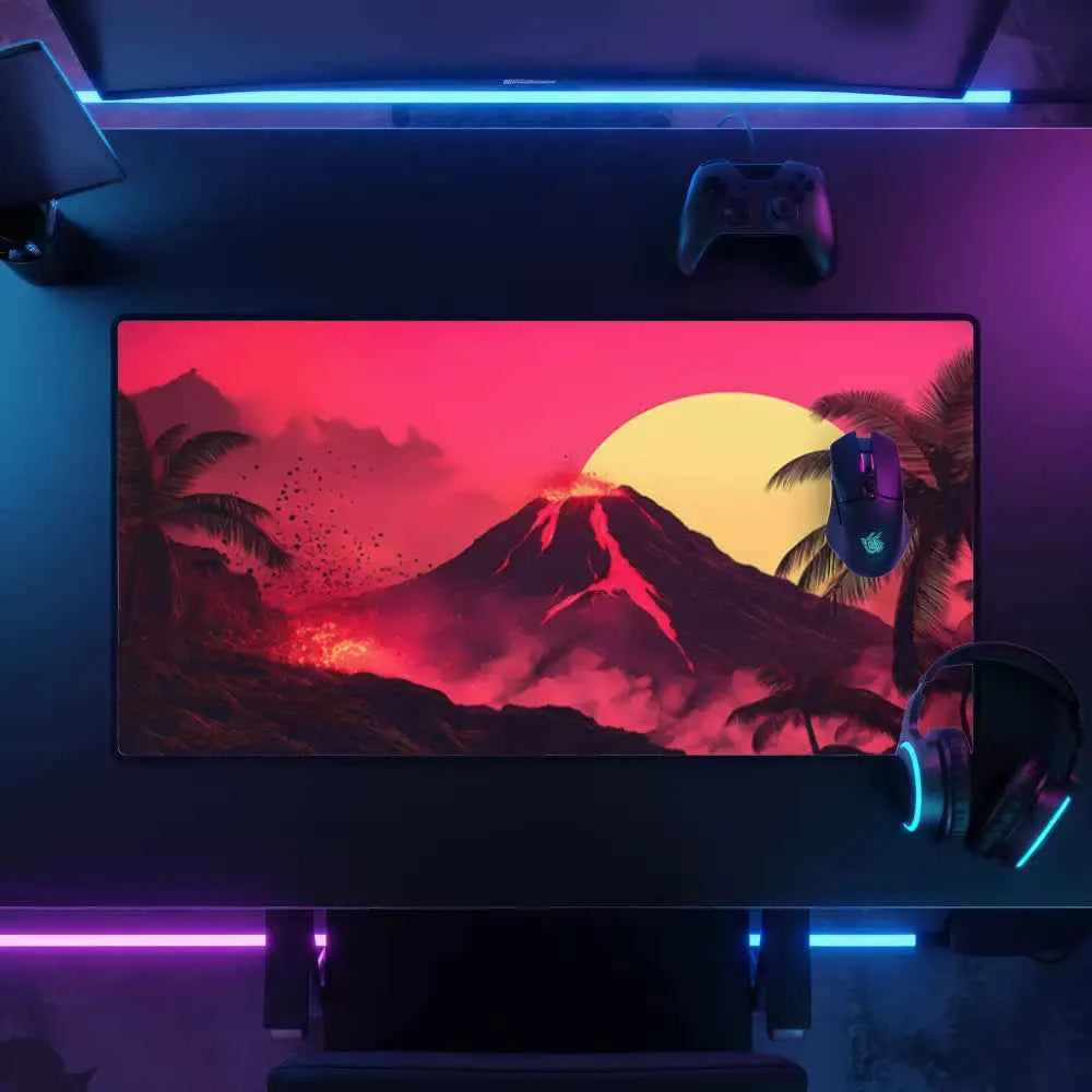 tapis de souris design volcan rouge