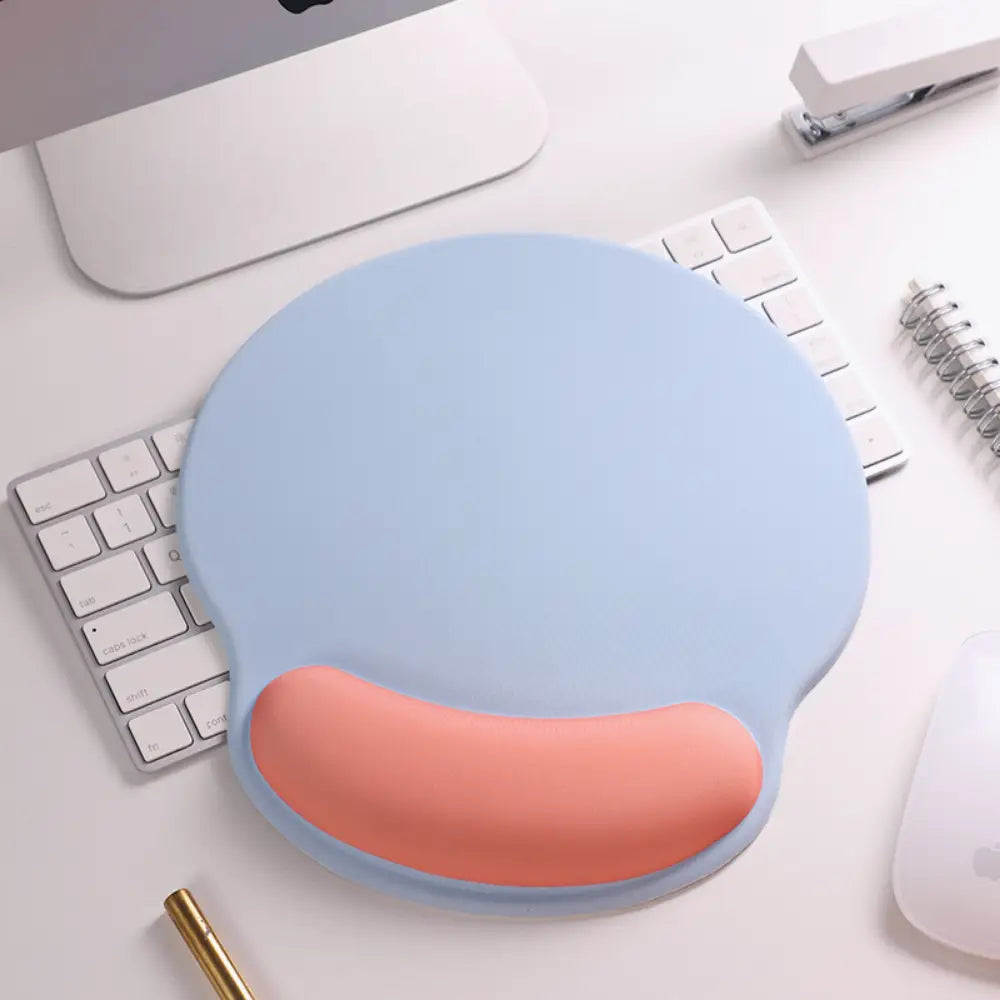 tapis de souris ergonomique canal carpien bleu et rose