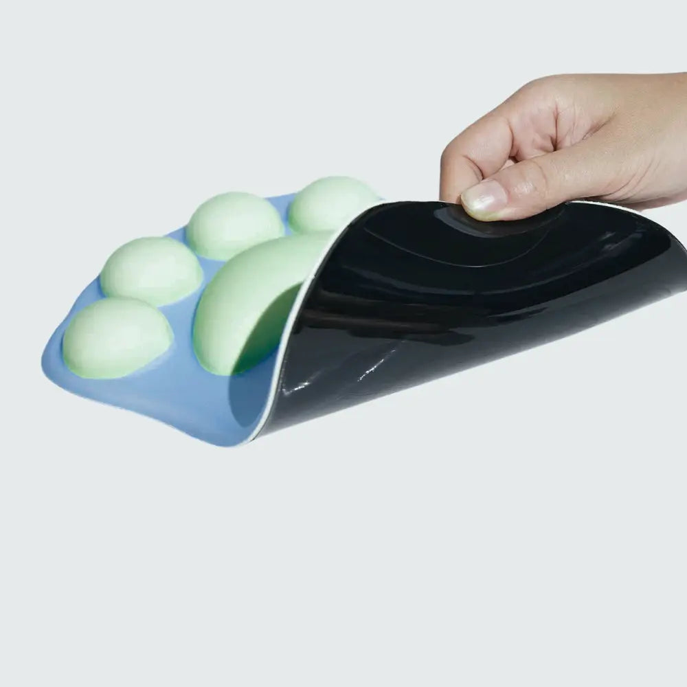 tapis de souris ergonomique en silicone patte de chat bleu turquoise