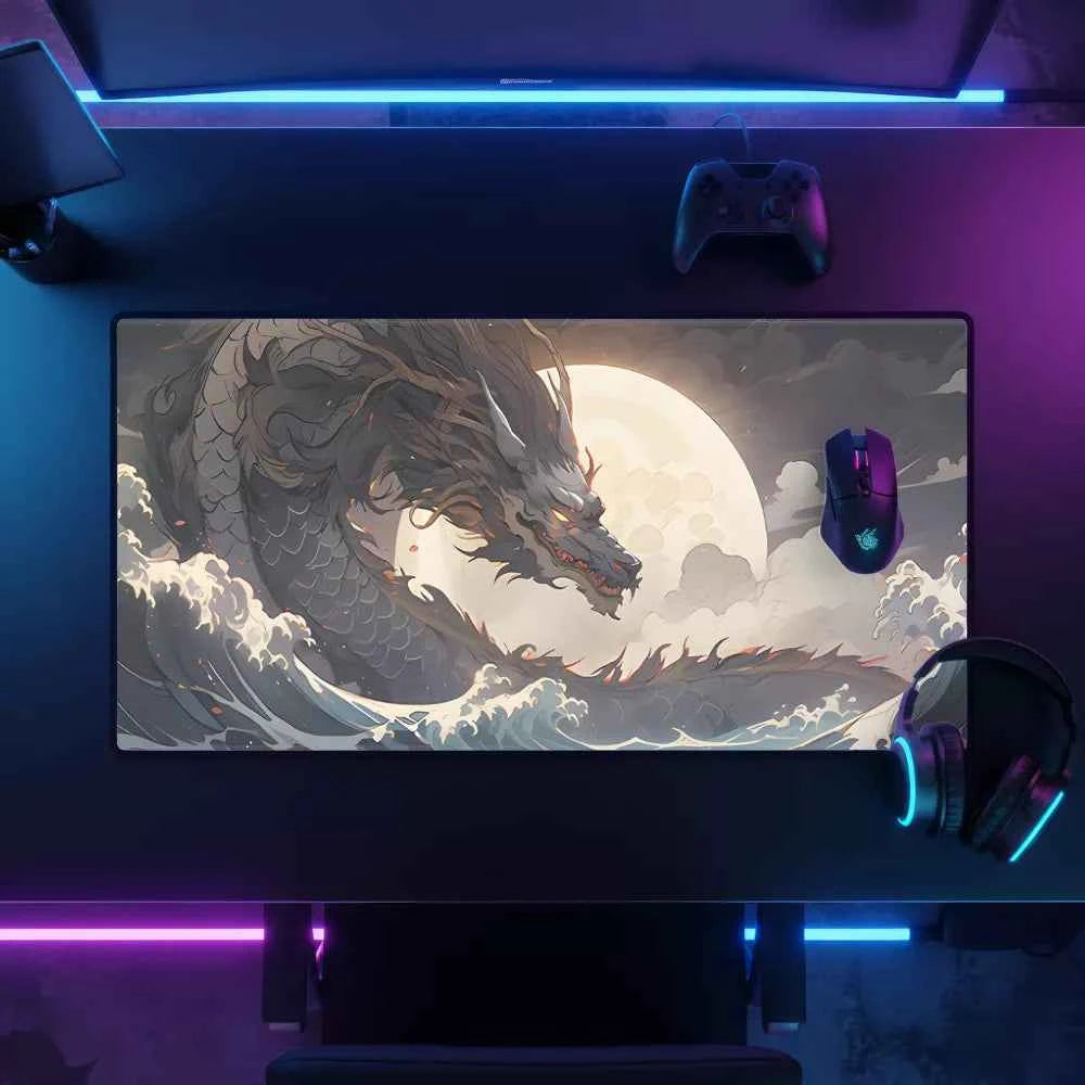 tapis de souris gaming dragon coucher de soleil
