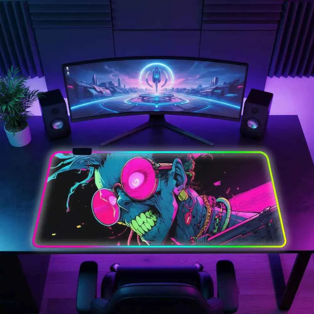 Tapis de souris gaming neon cyberpunk