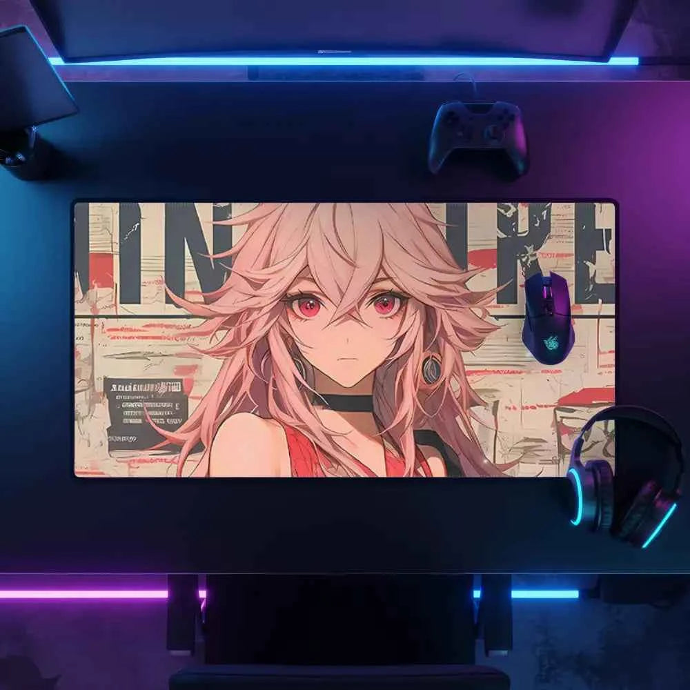 tapis de souris hentai fille cheveux rose