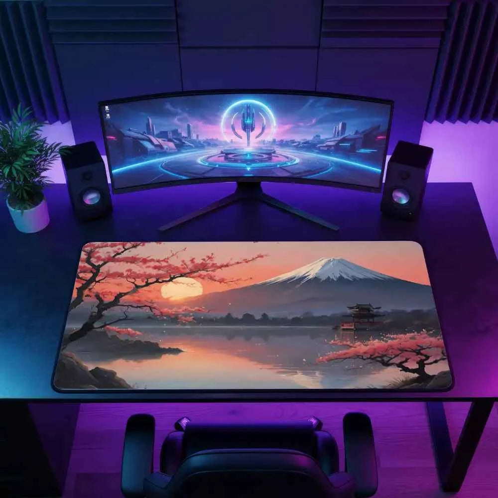 tapis de souris japonais lever de soleil montagneux