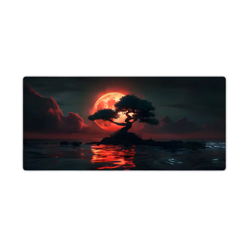 tapis de souris manga arbre coucher de soleil
