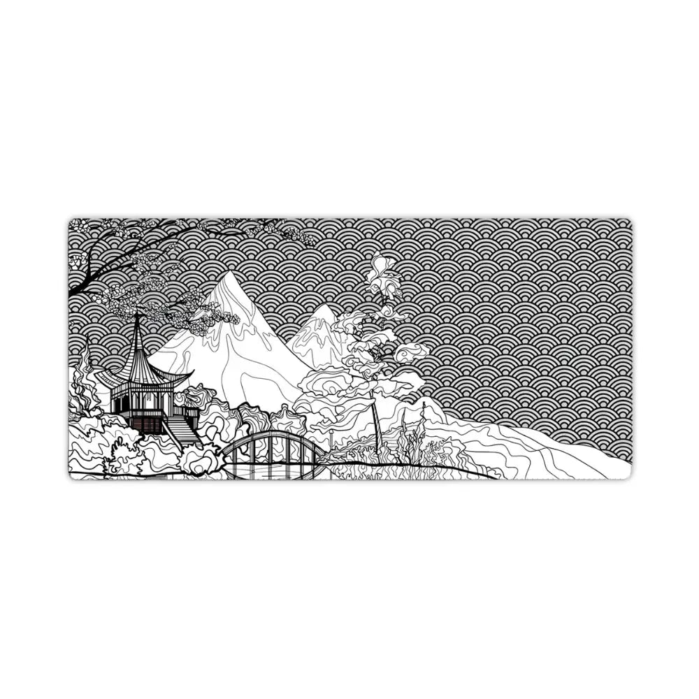 tapis de souris manga paysage japonais gris