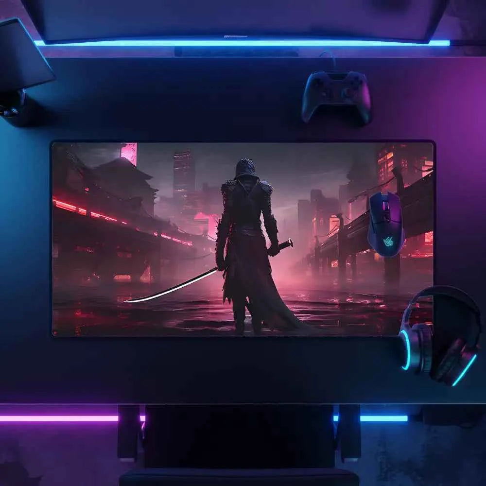 tapis de souris manga samourai de dos sombre