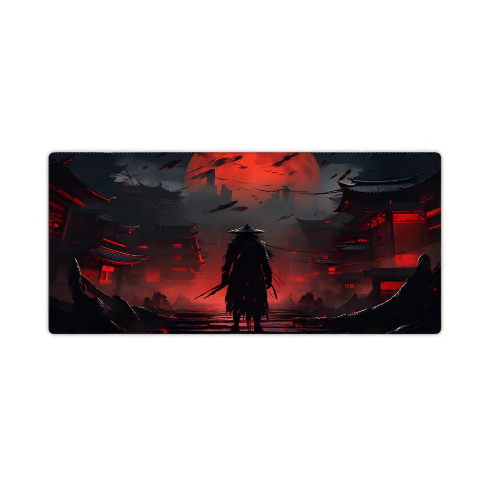 tapis de souris manga samourai face a la lune