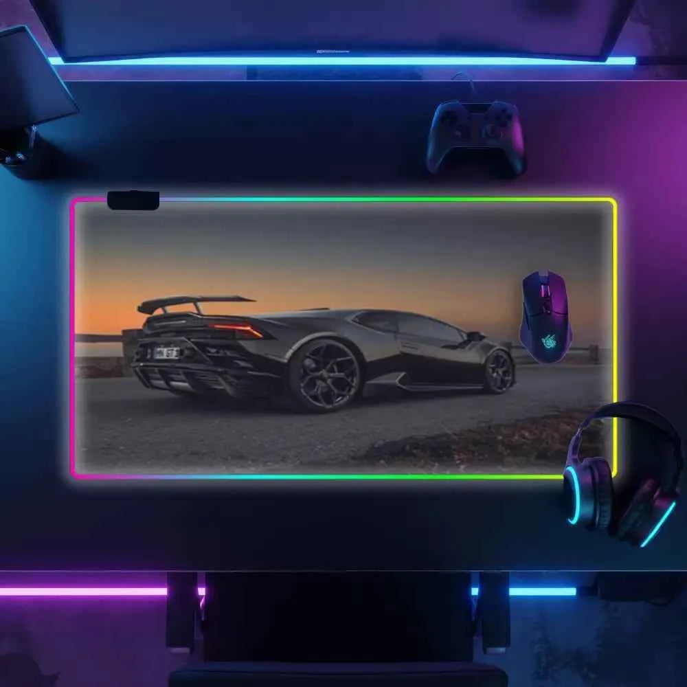 tapis de souris pour gamer led lamborghini
