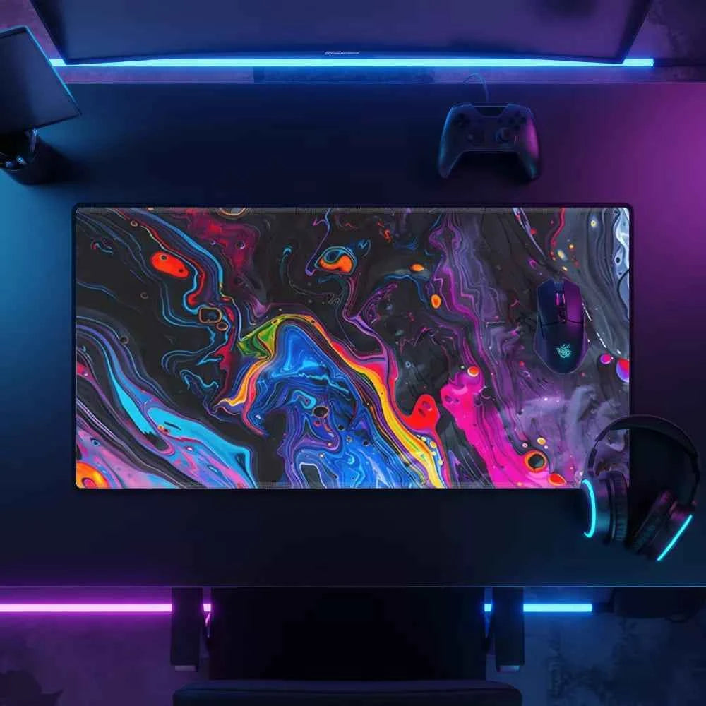 tapis de souris pour gamer noir et bleu