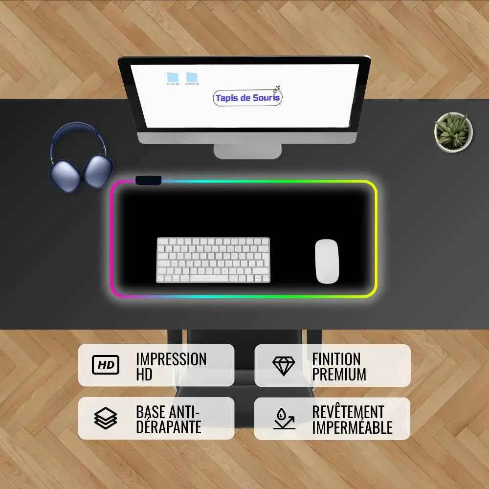 Tapis de souris rgb personnalisable 70x30cm