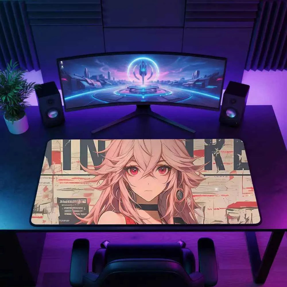 tapis de souris sexy fille cheveux rose