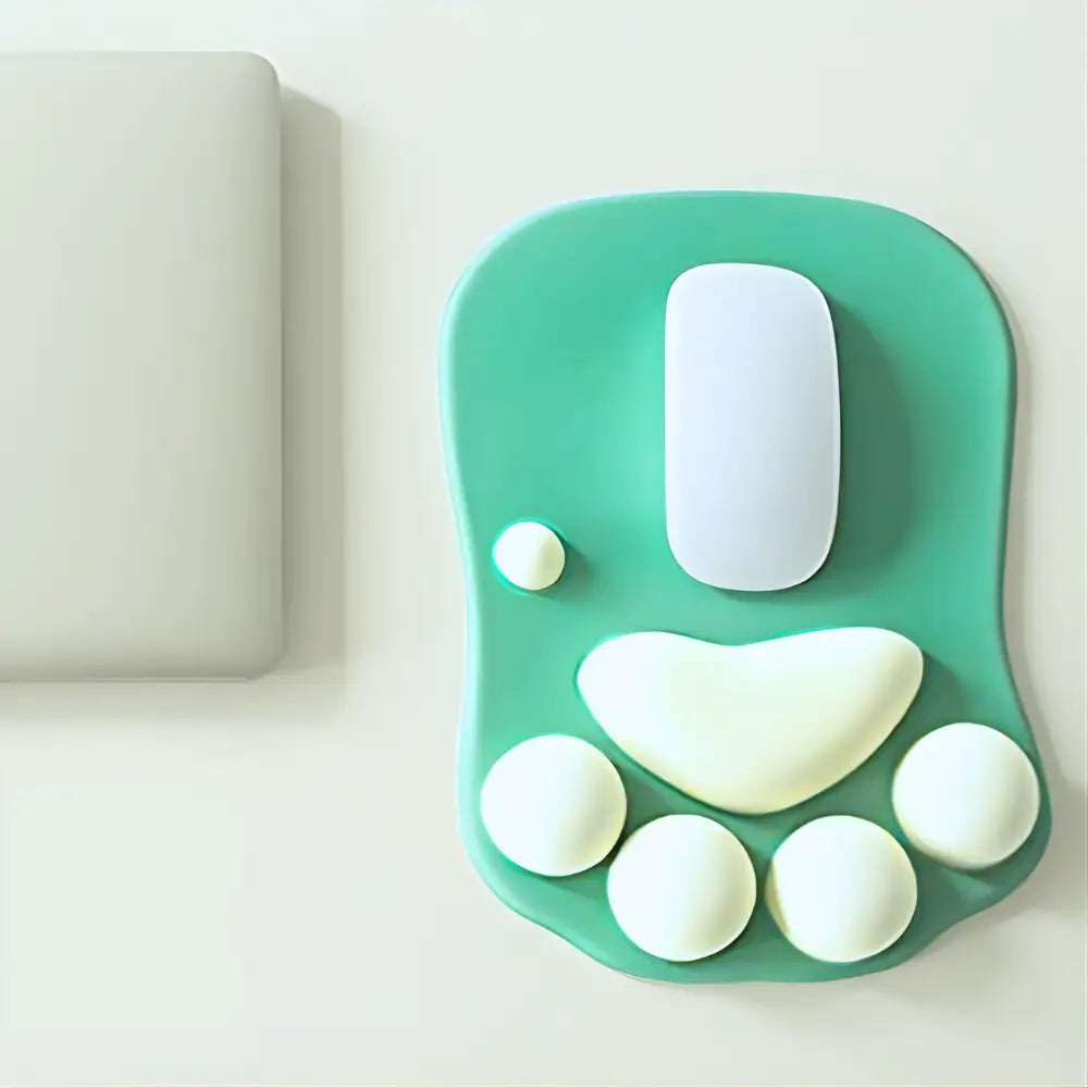 tapis de souris vert ergonomique style pate de chat 