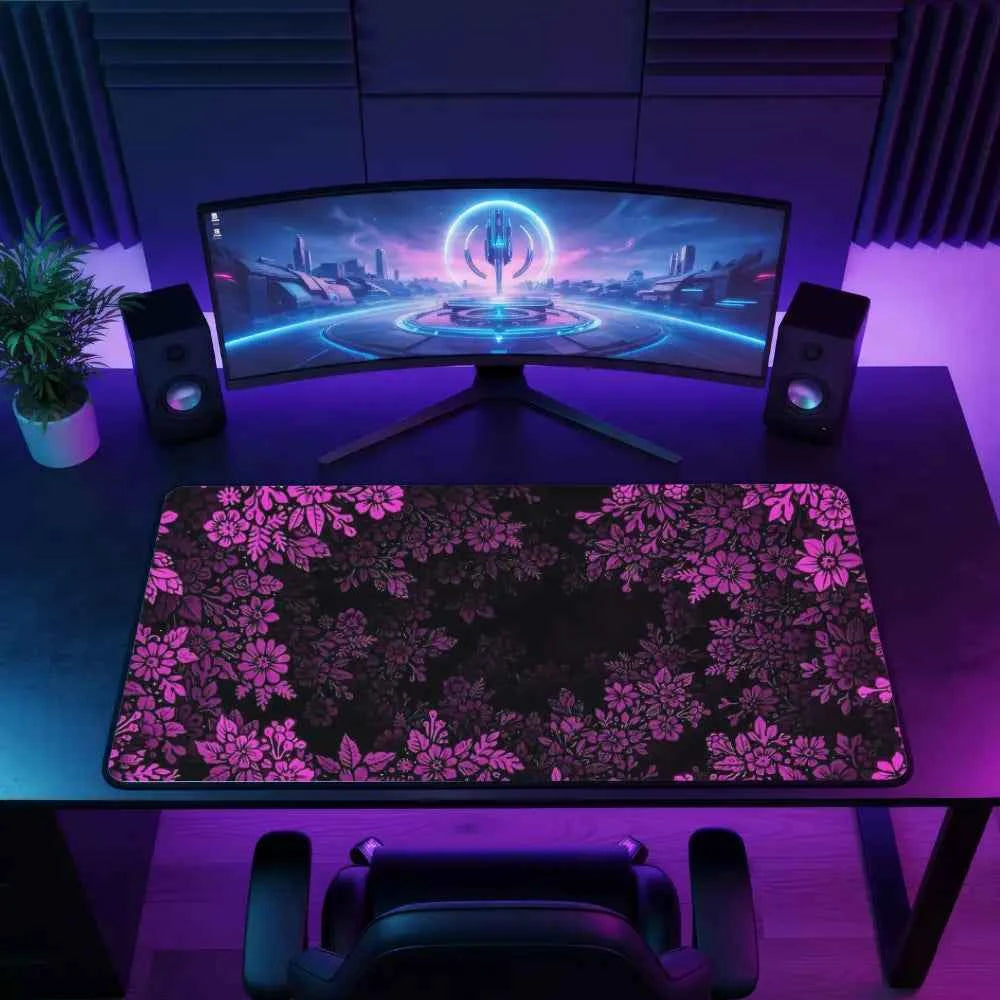 tapis de souris xl fleurs violettes