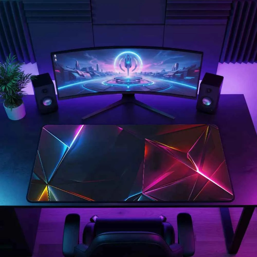 Tapis de souris XXXL - Formes 3D, Néon intense