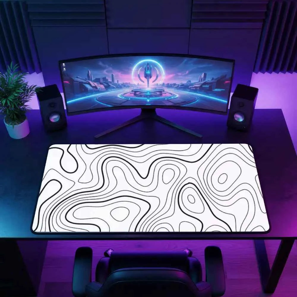 tapis de souris xl topographie blanc