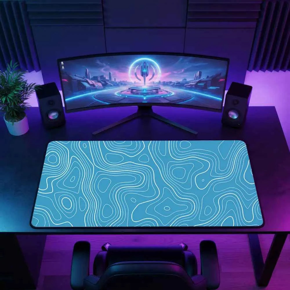 tapis de souris xl topographie bleu