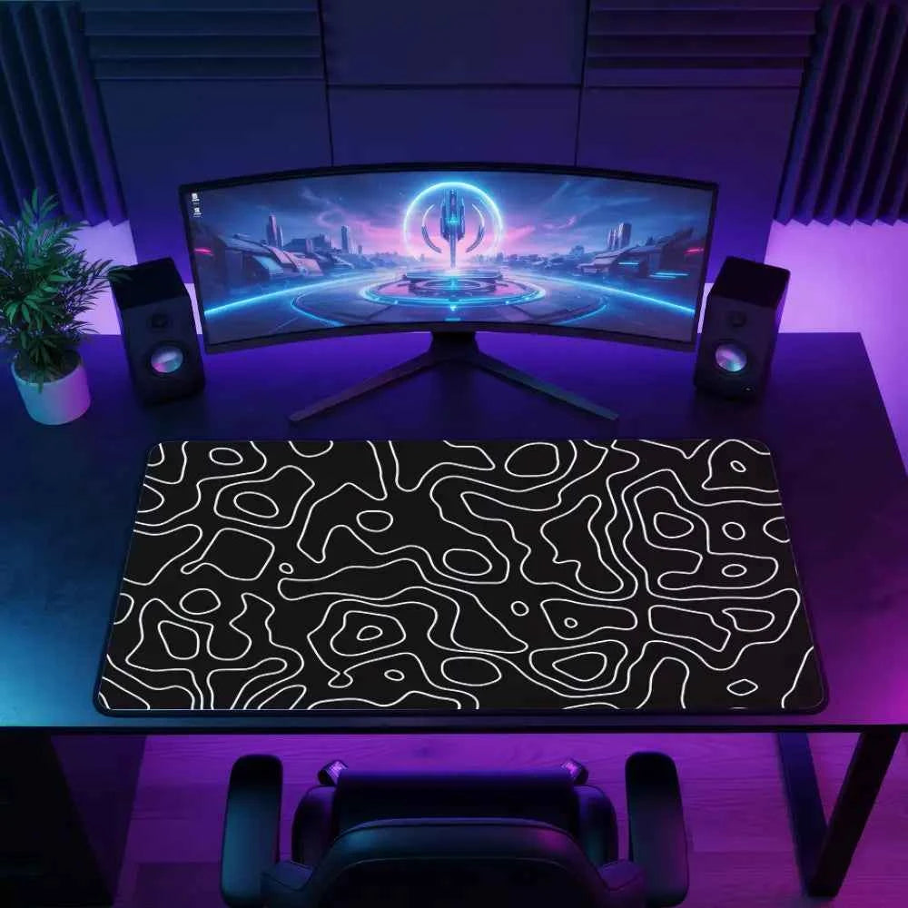 tapis de souris xl topographie noir