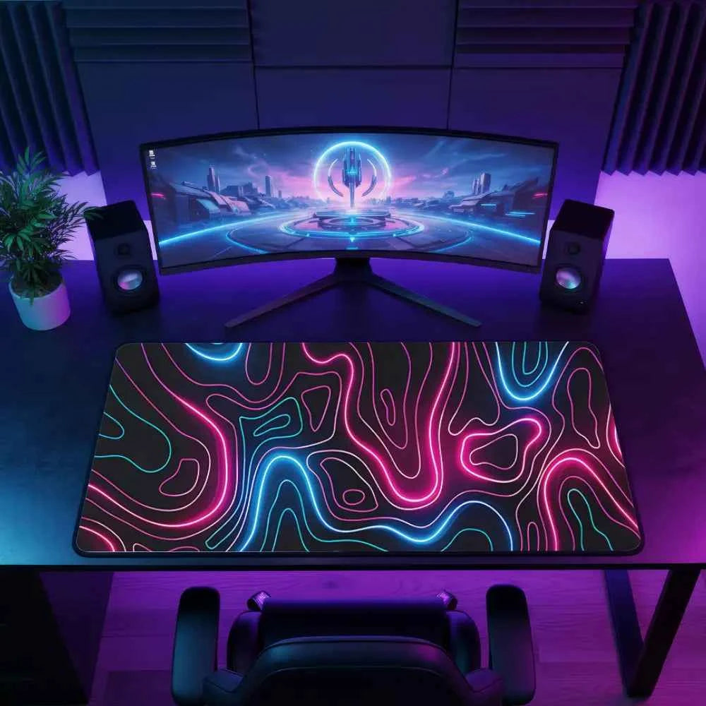 tapis de souris xl topographie rouge et bleu