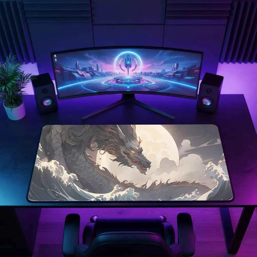 tapis de souris xxl Dragon coucher de soleil