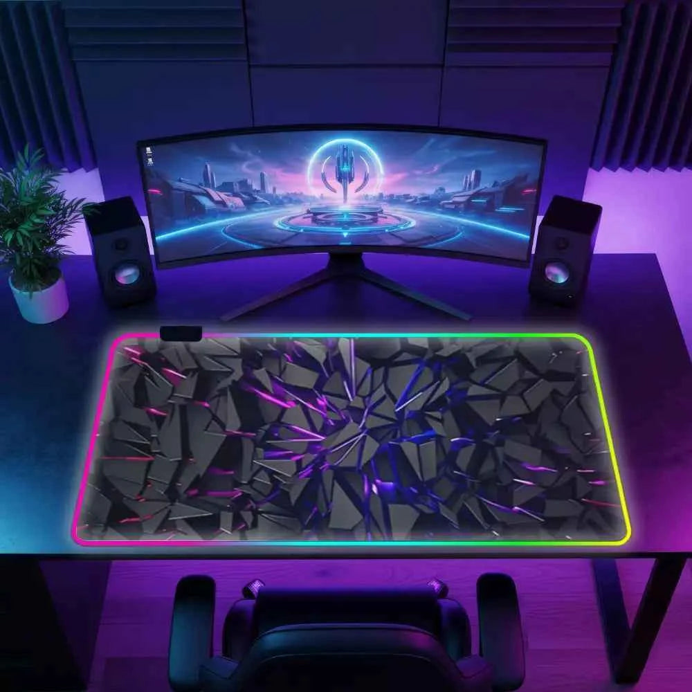 tapis de souris xxl led forme 3D futuriste