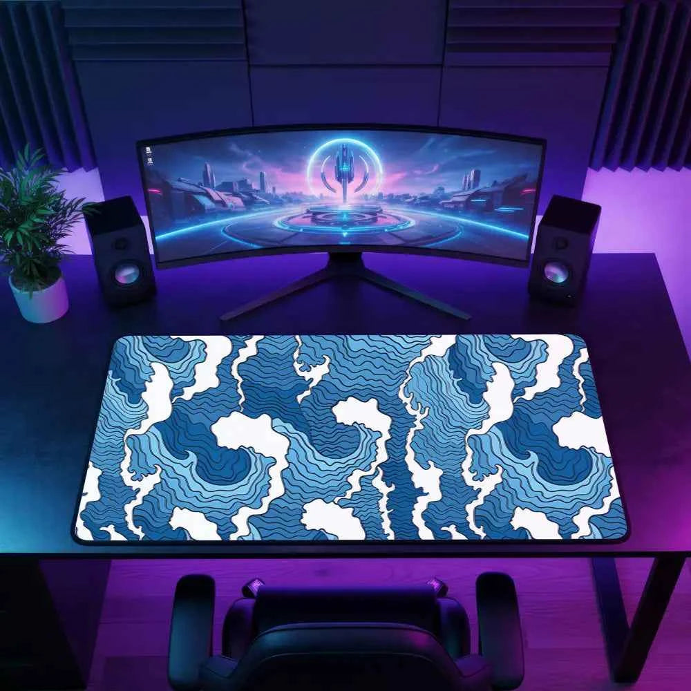 tapis de souris xxl vague bleu